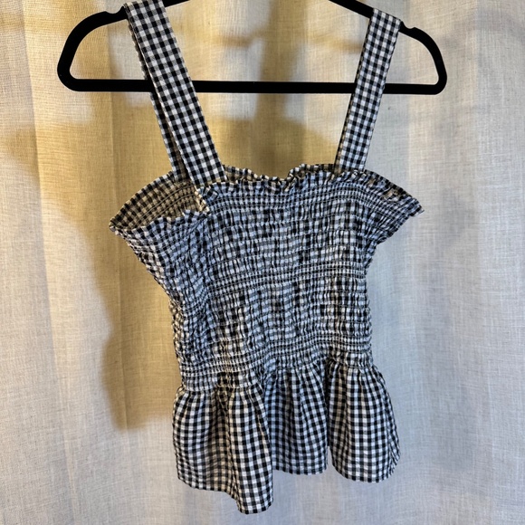 🖤 Urban Outfitters Gingham Smocked Peplum Top – Size M - Picture 4 of 6
